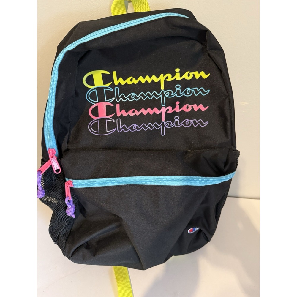 Champion Youthquake Black Backpack With neon Logo